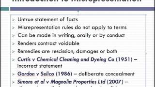 Misrepresentation Lecture 1 of 4 [upl. by Uthrop]